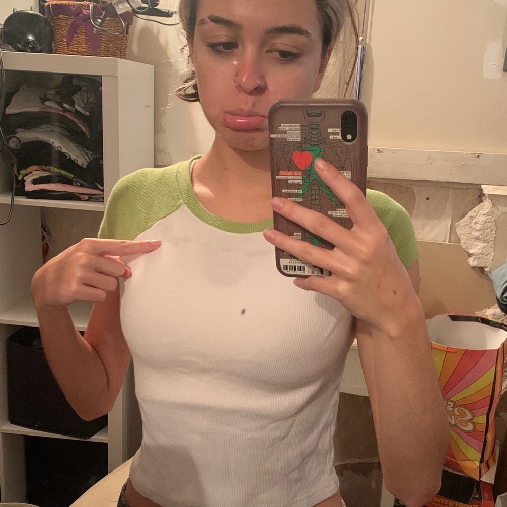 Green and White Women's Top